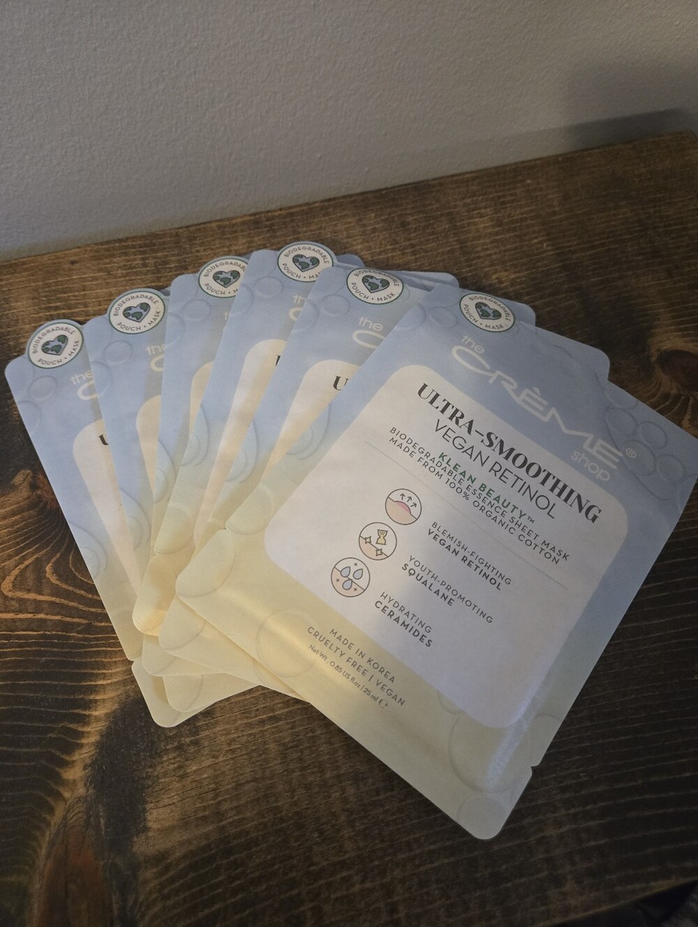 Set Of 6 The Creme Shop Ultra-smoothing Vegan Retinol Sheet Masks